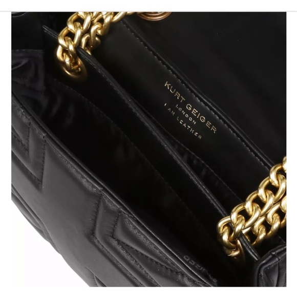 Kurt Geiger London Mini Kensington Leather Black Union Jack Bag NWT Chain Strap - Picture 2 of 7